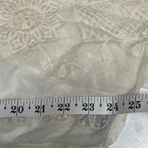 Boho Sheer Lace Tie Front S Cardigan Front Ivory Featival Top - Picture 7 of 8